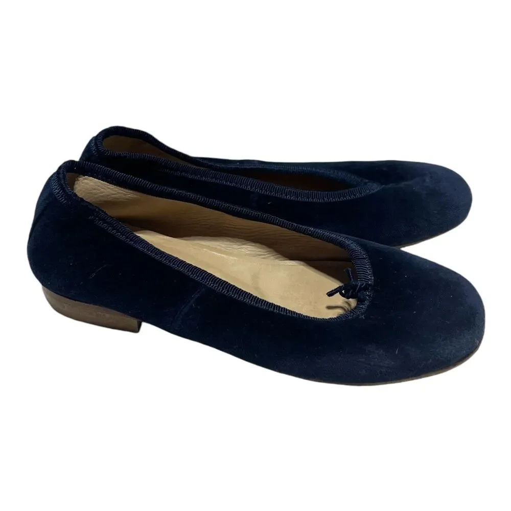 Oscar De La Renta Girls Size 32 US Size 1 Navy Blue Velvet Flats Shoes Holiday